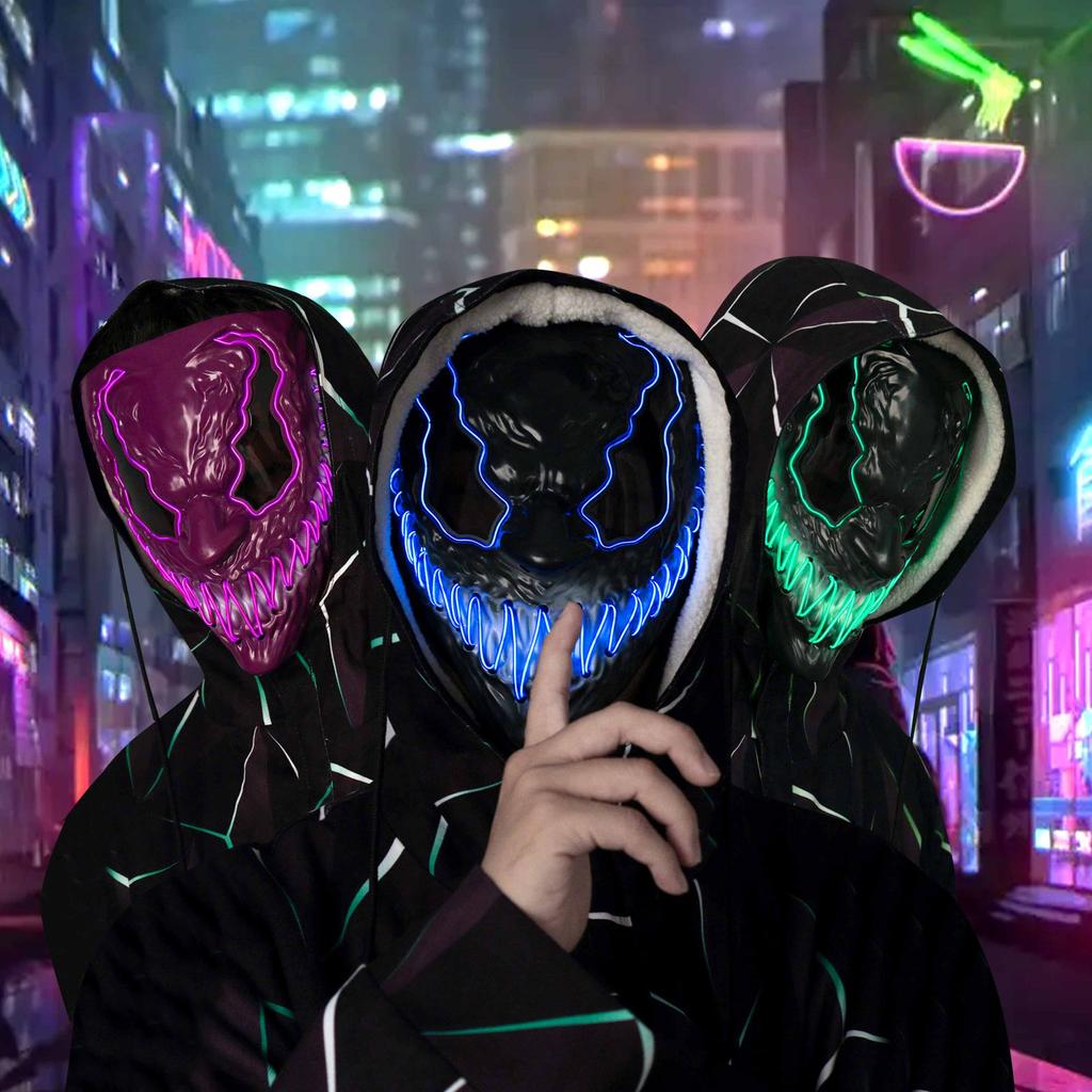 Halloween-Maske, leuchtende Maske, Abschlussball-Requisiten, lustige Maske, Teufelsmaske, Cosplay