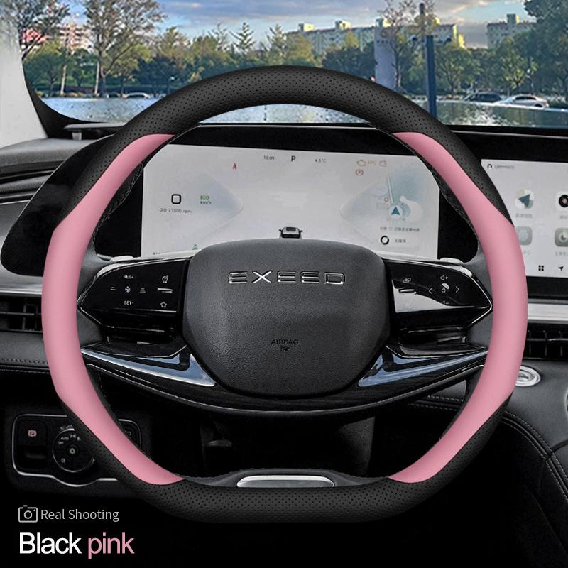 High Leather Braid On Car Auto Steering Wheel Cover Wrap for Exeed Yaoguang LX RX TXL VX TX D Type Steering Wheel Holder