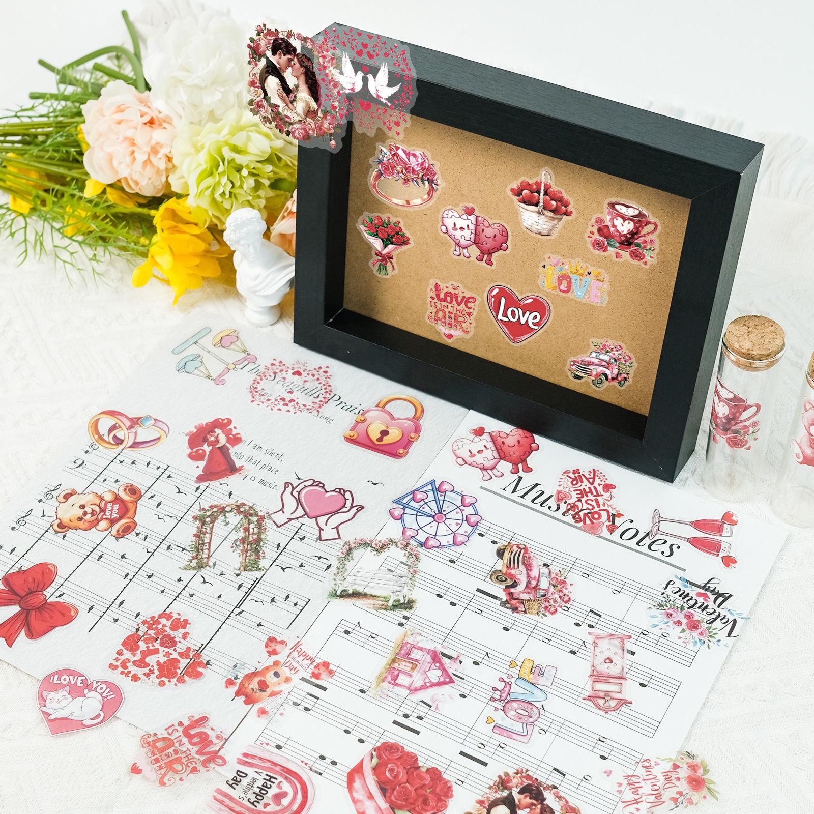 

50 водонепроницаемых прозрачных наклеек из ПЭТ ко Дню святого Валентина, декоративные наклейки для подарочных карт для DIY