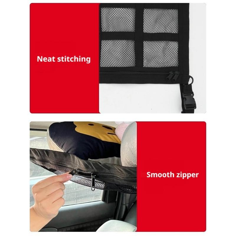 Car Roof Cargo Net with Mesh Access Panel and Mounting Hardware for Soft Item Storage In Cars SUVs and MPVs Daily Use