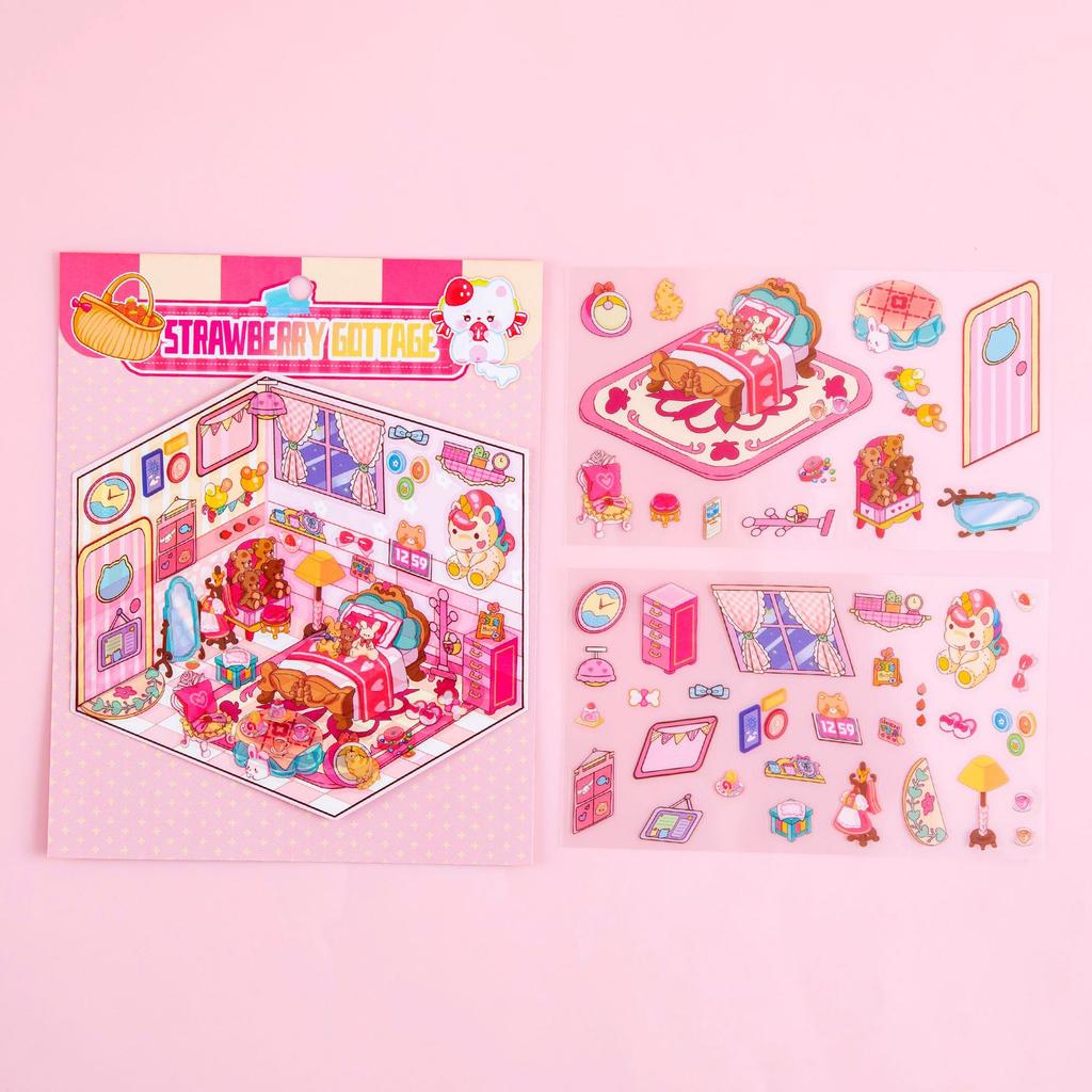 Miniature Scene 3D Diorama Stickers Creative Visual Stacking Cartoon Scene Sticker Diy Toys For Children Creative Handmade Decal