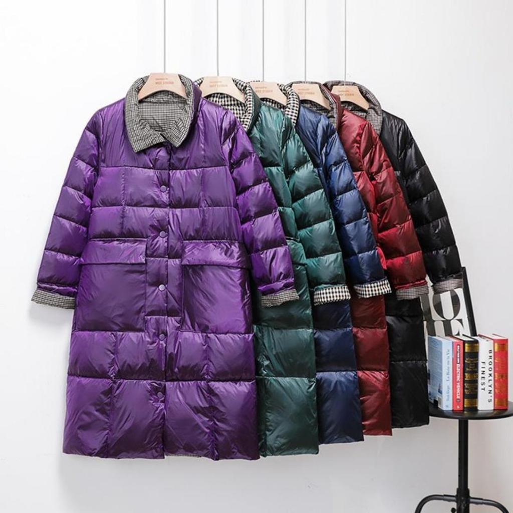 Herbst Winter Warmer Enten Daunen Parka Doppelseitige Rollkragenjacke Einreihig Mittellang Schwarz Gold Grau Grün Weiß S-5XL
