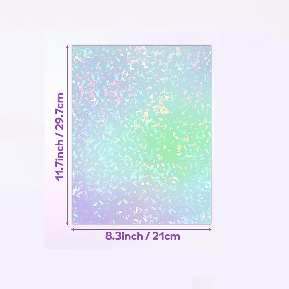 20 Φύλλα Μέγεθος A4 Ολογραφική Ταινία Κρύας Επικάλυψης Διάφανη Αυτοκόλλητη Βινυλική Ετικέτα Αδιάβροχη 8,3x11,7 Ίντσες 5 Στυλ