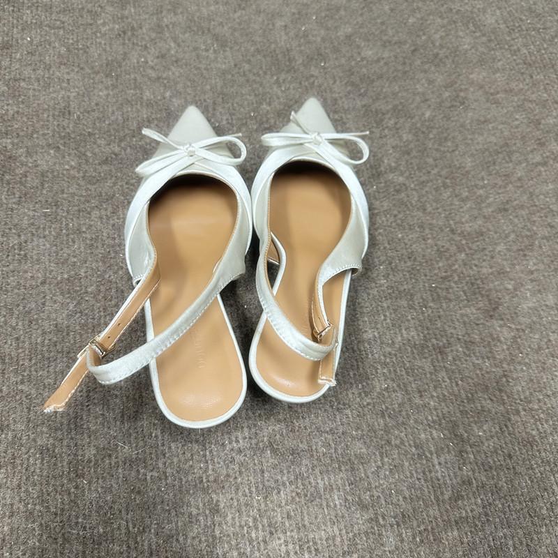 Sweet bow temperament elegant pointed head thin heel high heels heightened thin bag head cool slippers