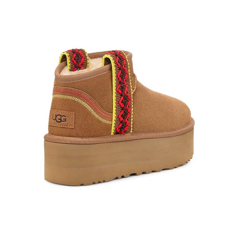 UGG Womens Classic Ultra Mini Platform 'Braid - Chestnut' (women's sizes) Chestnut Snow Boots 1138491 CHE