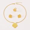 Elegant Titanium Steel Crown Heart Jewelry Set: Necklace, Earrings, & Ring