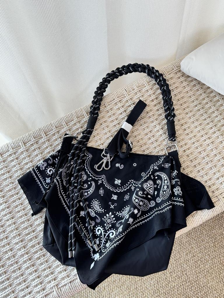 Cashew Print Nylon Canvas Lazy Wind Large Capacity Shoulder Messenger Bag Literary And Casual Tote Bag