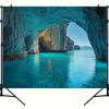 1 pair of Blue Hole Landscape Tapestries - Turquoise Ocean Arch Wall Decoration  designer exclusive  durable material