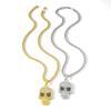 New Hot Selling Alloy Skull Full Rhinestone Pendant, Retro Personality Unisex Fashion Twist Chain Jewelry