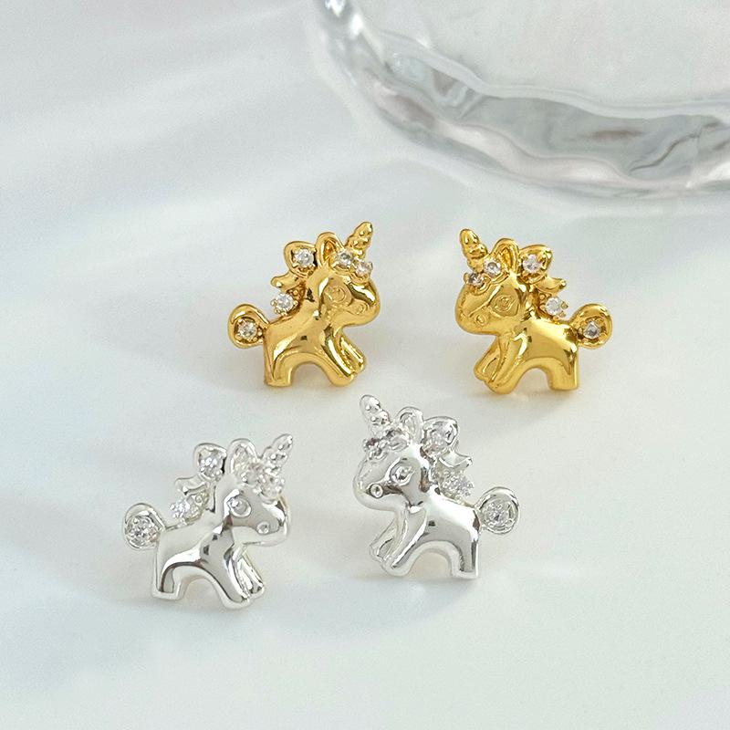 Chic Unicorn Pony Stud Earrings: Niche Design, Exquisite & Cute for Women