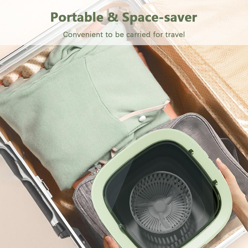 8L Portable Mini Washing Machine with UV Sterilization Foldable Spin Dryer with Drain Basket Drain