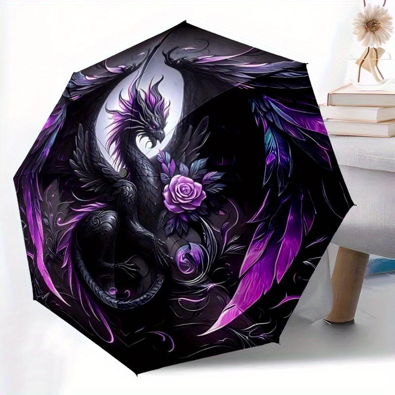 1pc Purple and Black Dragon Automatic Open/CloseUmbrella,Compact Umbrella for Men & Women Day Gift.C061