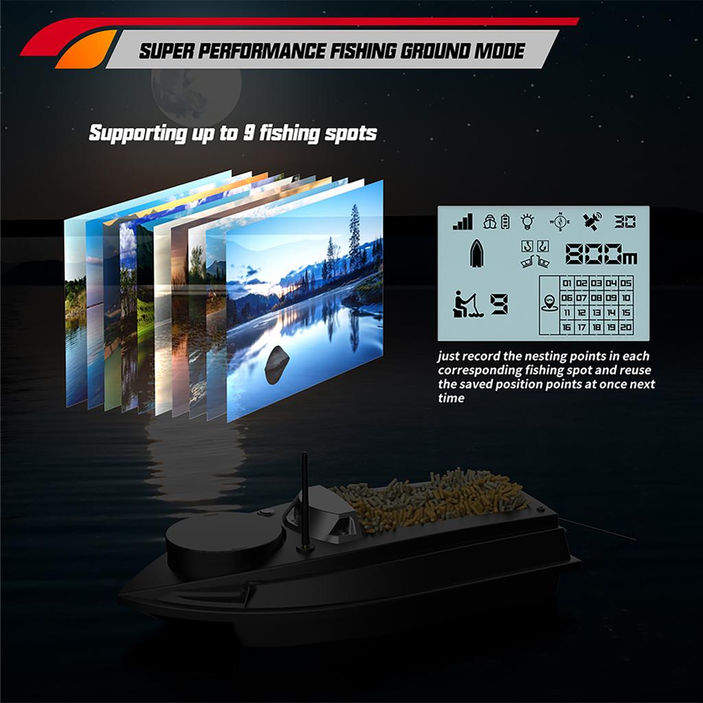 800m GPS Fishing Bait Boat 9 Fishing Grounds 180 Points Bait Boat 6.6lbs Loading Support Automatic C