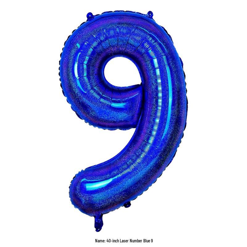 Large 40-Inch Navy Blue Laser Number Foil Balloon for Birthday Decoration