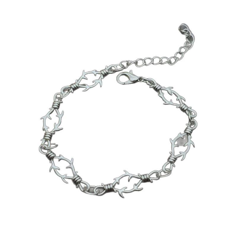 Hip-hop Punk Thorn-knotted Bracelets Necklace Set for Men Women Sliver Color Fashion Personality Street Wear Jewelry Accessories