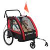 Kinderfahrradanhänger 2 in 1, Baby-Fahrradanhänger 2 Sitze, verstellbarer Griff, Handbremse, Sicherheitsgurt, rot