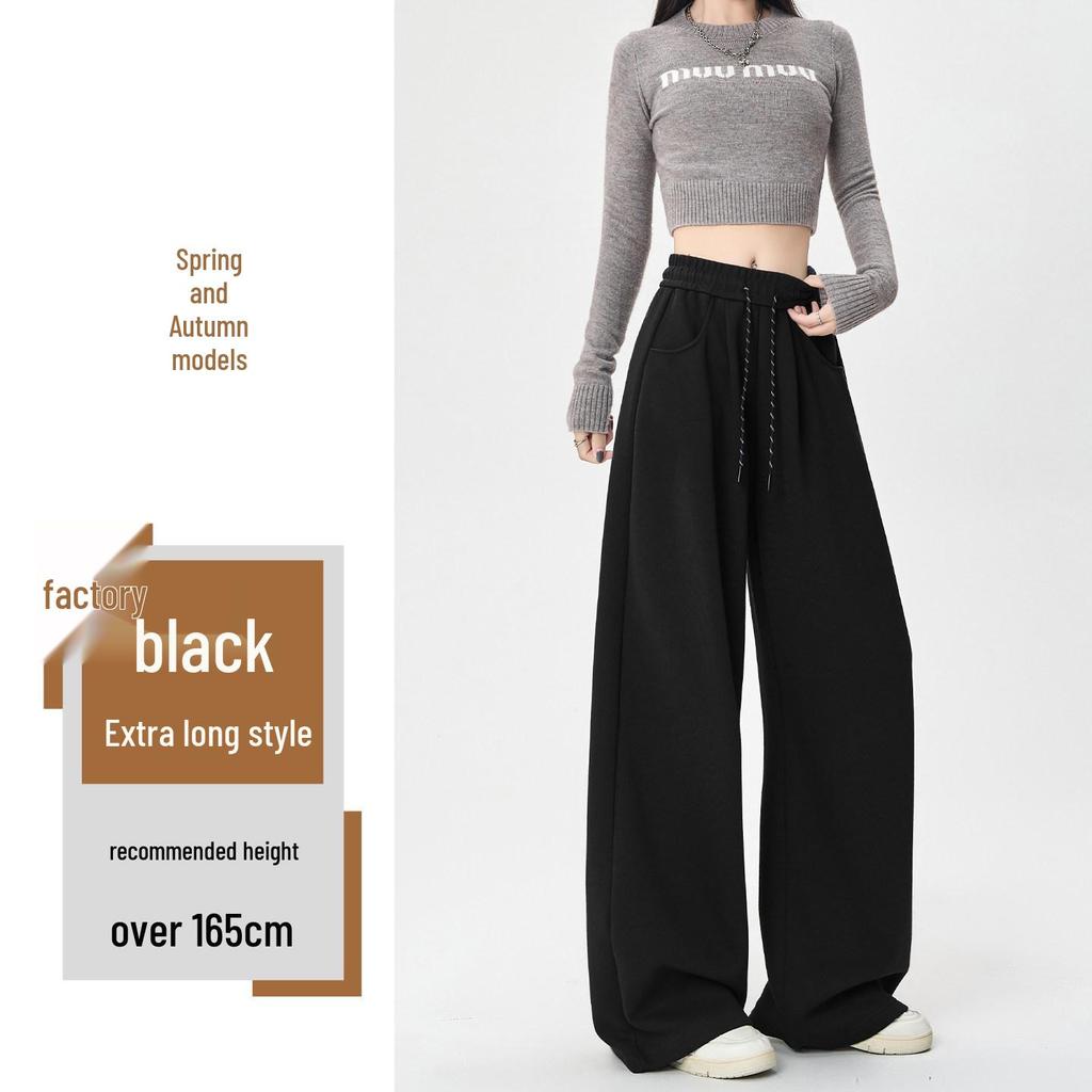 2025 Women's American Style High Waist Velvet Wide-Leg Sweatpants for Autumn/Winter
