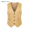 Men Waistcoat Solid Color Single-breasted V Neck Sleeveless Spring Vest for Work