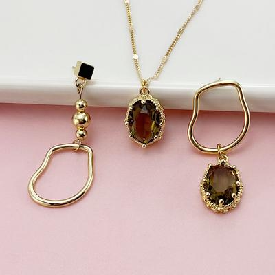 SIMJOO Stylish Asymmetrical Necklace Set with Earrings