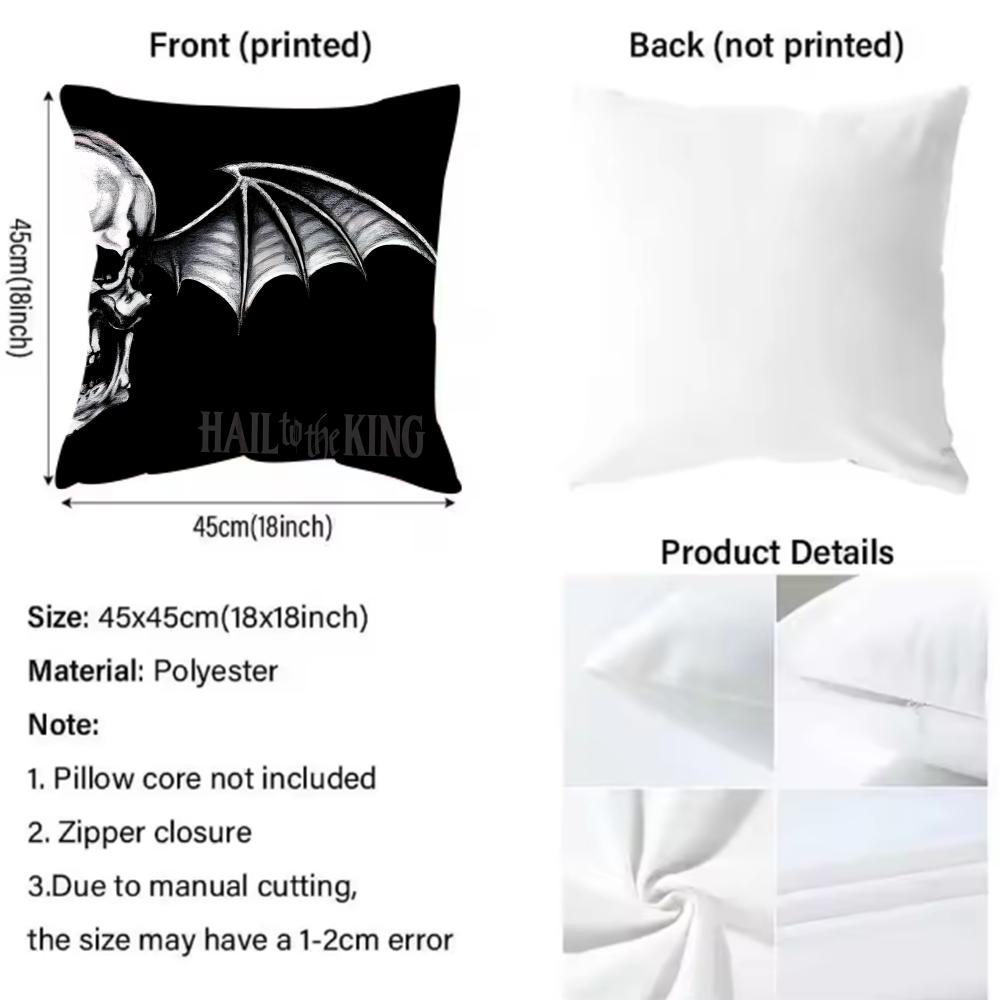 Band A-Avenged Sevenfold Cushion Cover Pattern Printed Pillowcase for Living Room Sofa Cushion Cover & Bedroom Decor
