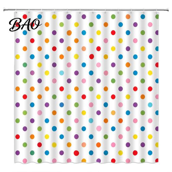 Stylish Retro Bathroom Decor Polka Dot Shower Curtain with Hooks, Waterproof Fabric Curtain, Bath Decorative Curtains for Tub Bathtub Decor, Washable,