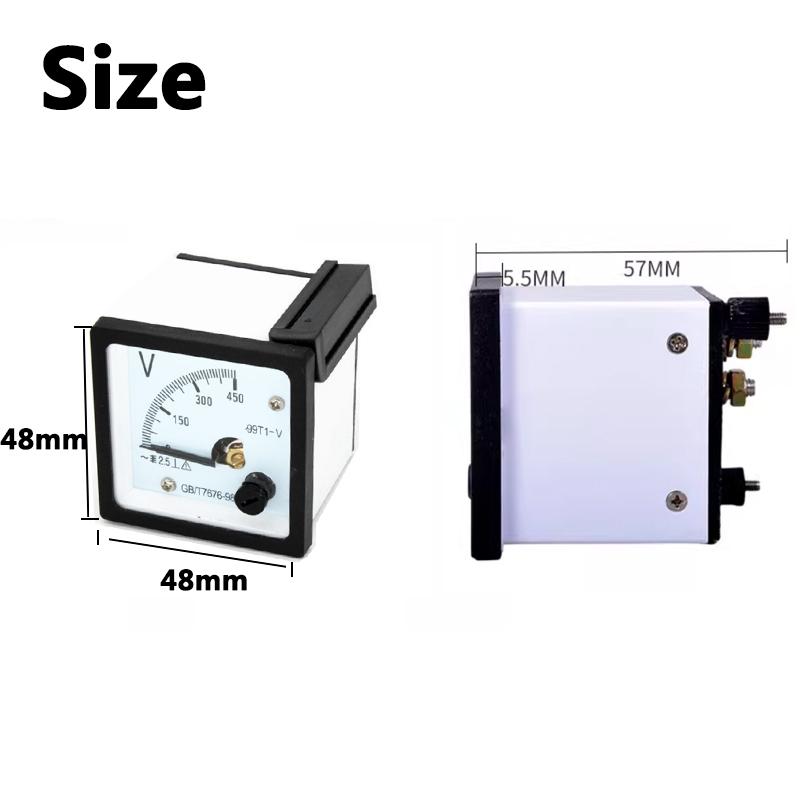 99T1 AC Voltmeter Pointer AC Voltage Measuring Instrument 100V 250V 300V 450V 500V Size 48mm * 48mm
