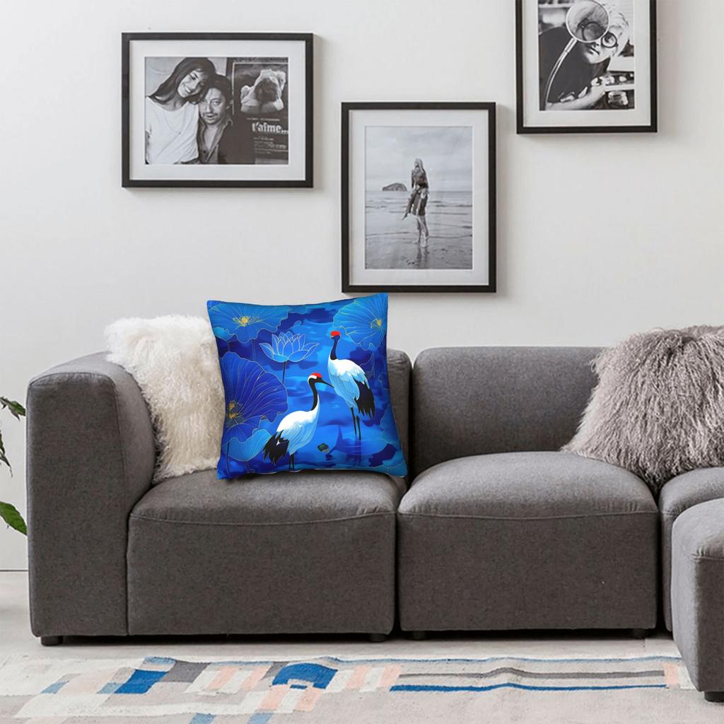 Chinese Style Crane Pillow Case Design Pillow Cover Retro Trendy Pillowcases For Sofa Home Decoration