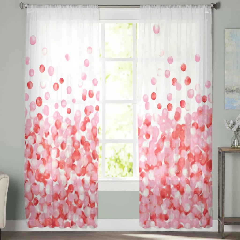 Bubble Balloon Pink Tulle Curtains Living Room Kitchen Chiffon Curtain Bedroom Balcony Sheer Curtain Fashion Home Decor