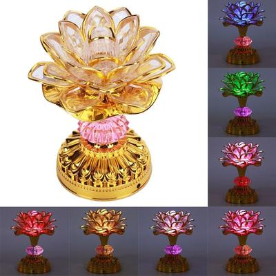 220V Buddhistische Lampe LED Nachtlicht Buddha Musikmaschine Lotusblumenlampe Tempel