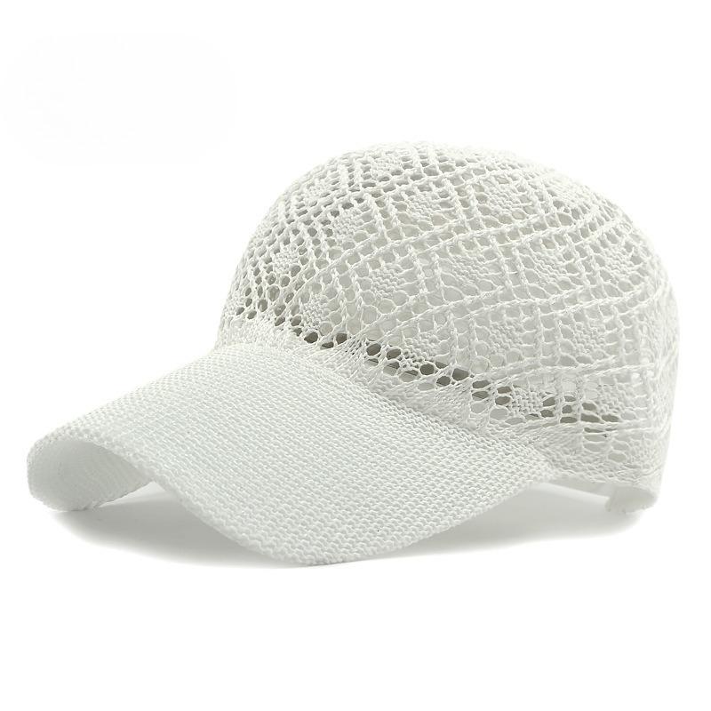 Women Summer Knit Crochet Mesh Baseball Cap Breathable Hollow Out Peaked Hat Shiny Lurex Thread Sparkly Sun Visor Cap
