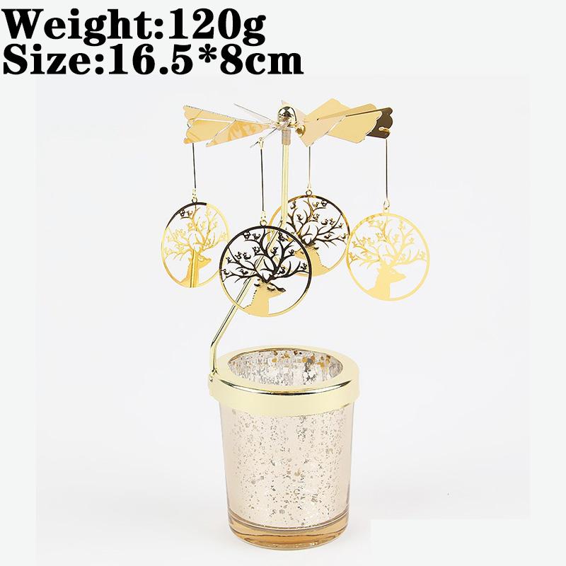 Love Wedding Candle Holders Snowflake Deer Fairy Rotating Candlestick Metal Tray Romantic Home Decoration Christmas Ornament