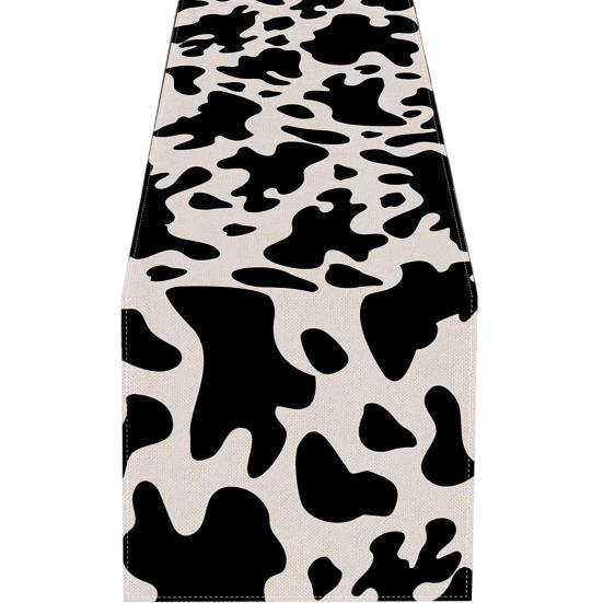 Decorative Table Cover for Home Modern Geometric Runner, Black And White Checkered Minimalist Decoration 72 Inch Striped Runner Dining Decor