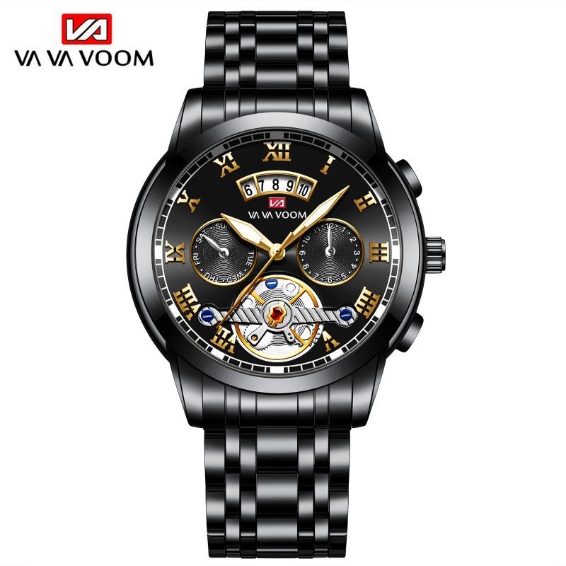 Stainless Steel Tourbillon Non-automatic Mechanical Multi-function Business Watch Luminous Waterproof Watch Male