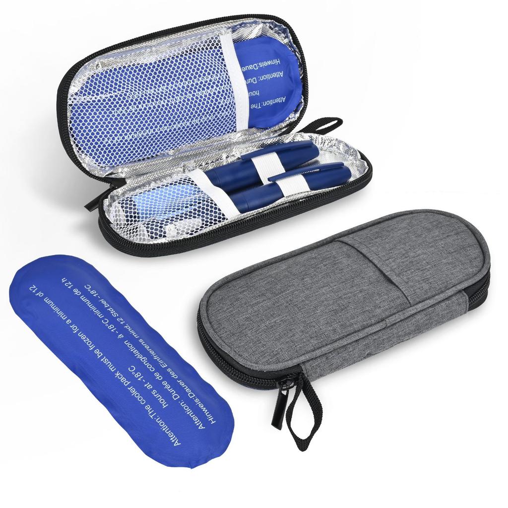 Insulin Cool Bag with 2 Ice Packs, Diabetic Bag for Diabetic Utensils, Safe and Cold, Medication Diabetic Cooler for Travel