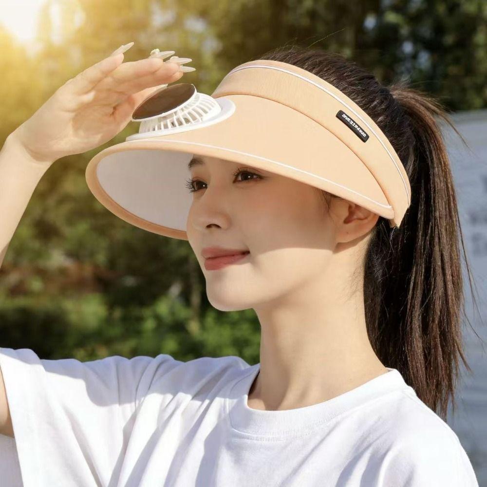 Mesh Summer Fan Sunhat Sun Protection Solar Fan Cap Wide Brim Sun Hat Sun Protection