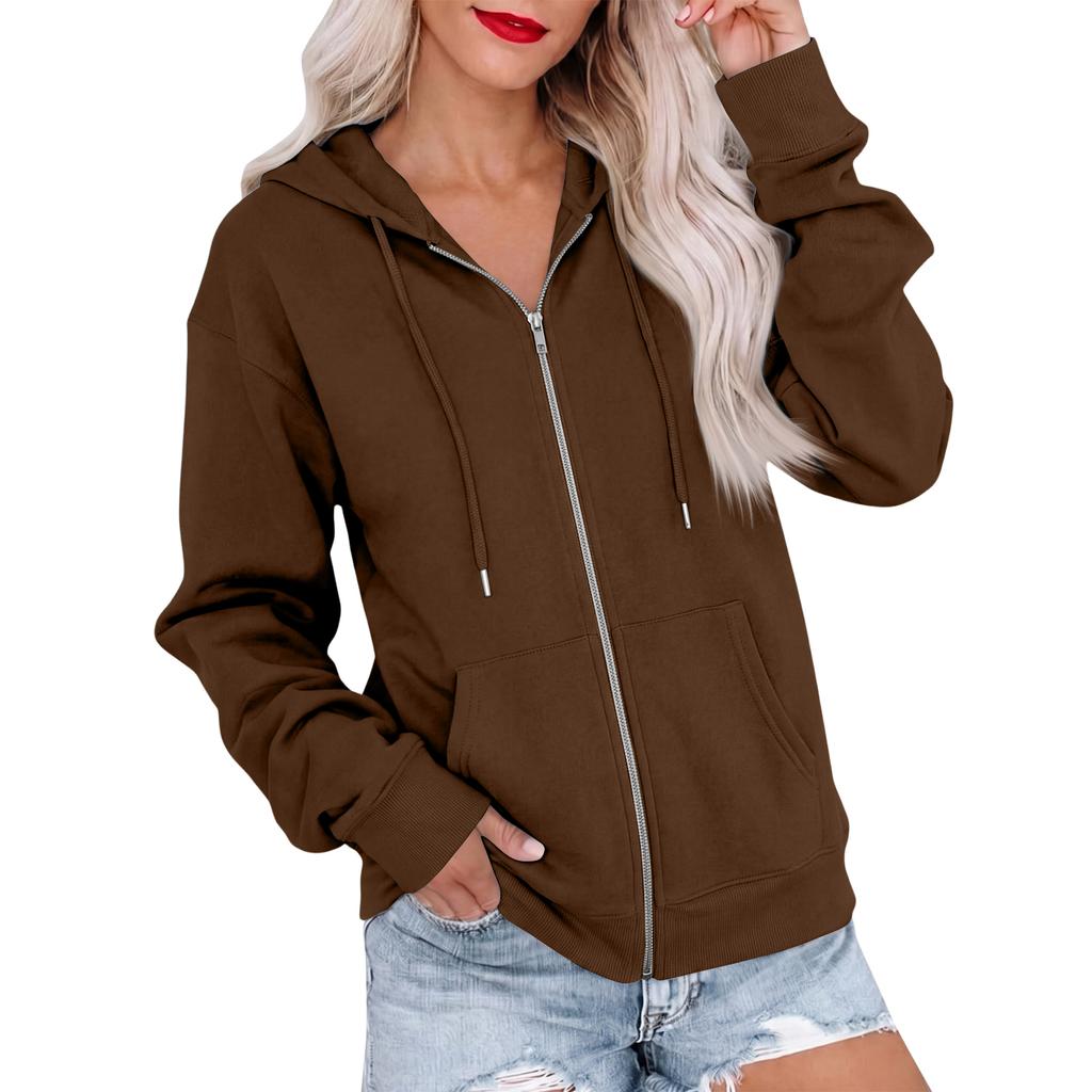 Felpa con cappuccio e maniche lunghe da donna, giacca felpa colorata per uso quotidiano casual