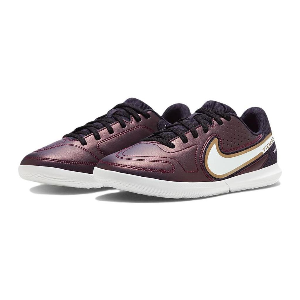 Nike Tiempo Legend 9 Club Ic Anti-Slip Shock Absorption Durable Low-Top Soccer Shoes Kids Soccer Shoes Purple White DR6069-510