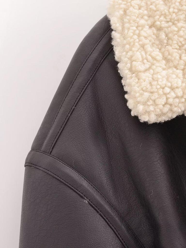 European & American Style Women's Leather & Fur One-Piece Jacket Coat - Versatile New Fashion