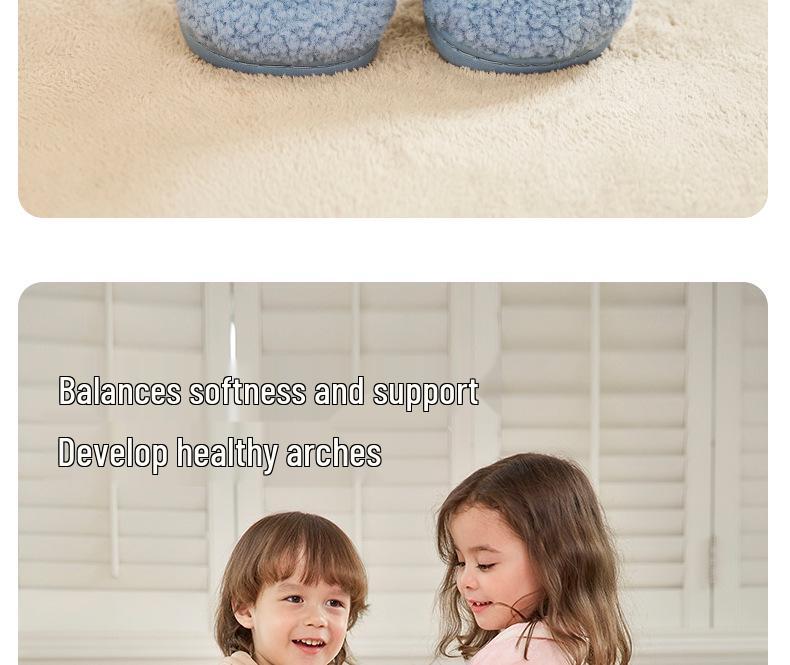 Nidoran 2025 Winter Kids' Non-Slip Cotton Slippers with Drawstring Back Heel - Warm Indoor Baby Shoes