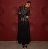 Spot - Spring and Summer Explosive Temperament Solid Color Stand-Up Neck Long Sleeve Lace Dress Umbrella Dress Long Dress