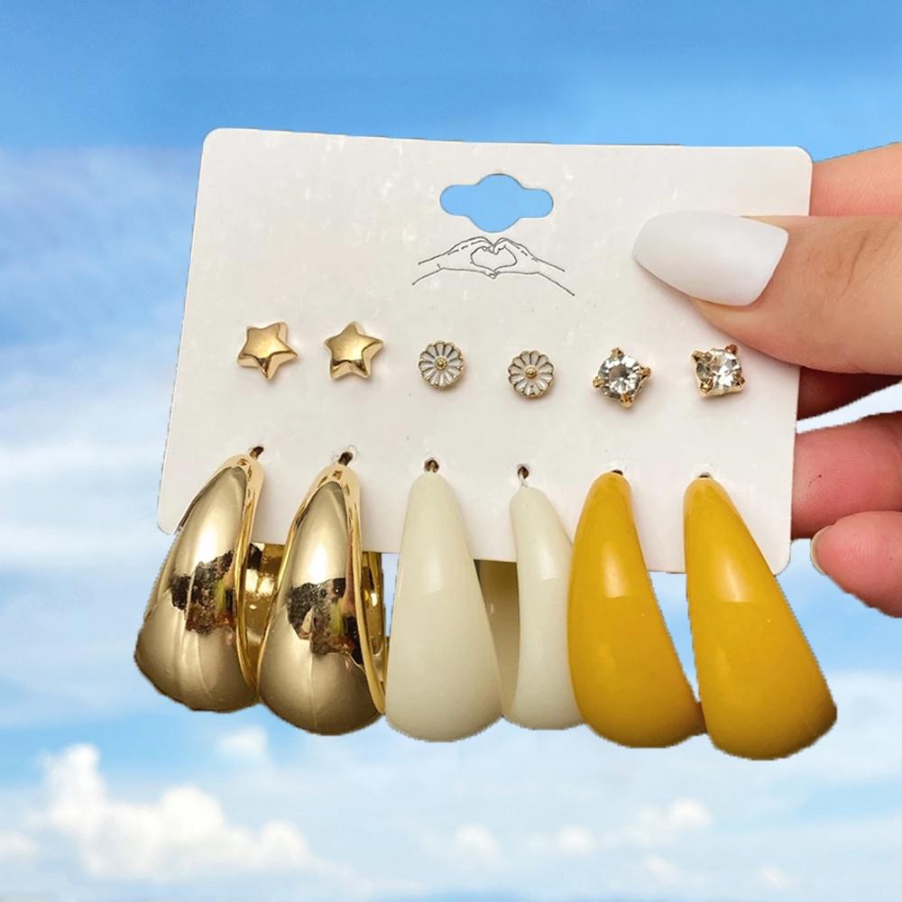 iF ME Fashion Pearl Earring Set Women Luxury Butterfly Love Heart Gold Stud Earrings Resin Hoop Earrings Jewelry Accessories
