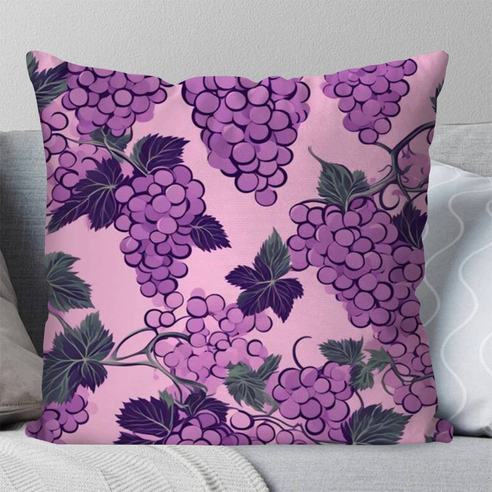 Flower Purple Grape Pillow Case Fashion Square Pillowcase Bedroom Sofa Room Ins Decoration Leisure