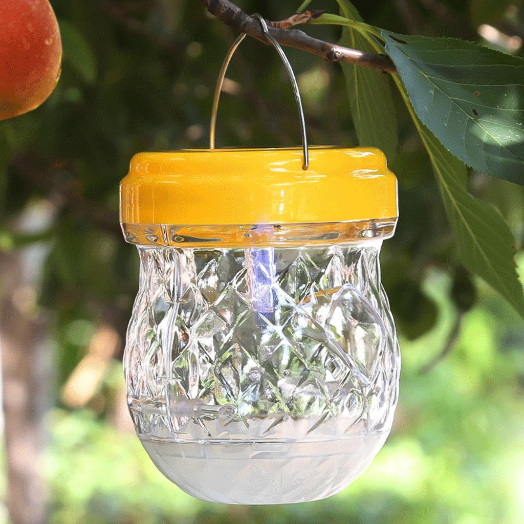 Wasps Traps, Solar Powered Bee Trap With UV LED Light Outdoor Hanging Traps, Reusable Hornets Trap For Indoor Outdoor Patio Garden Home