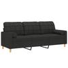 Vidaxl 3-Seater Sofa With Cushions, Black, 180 Cm, Fabric