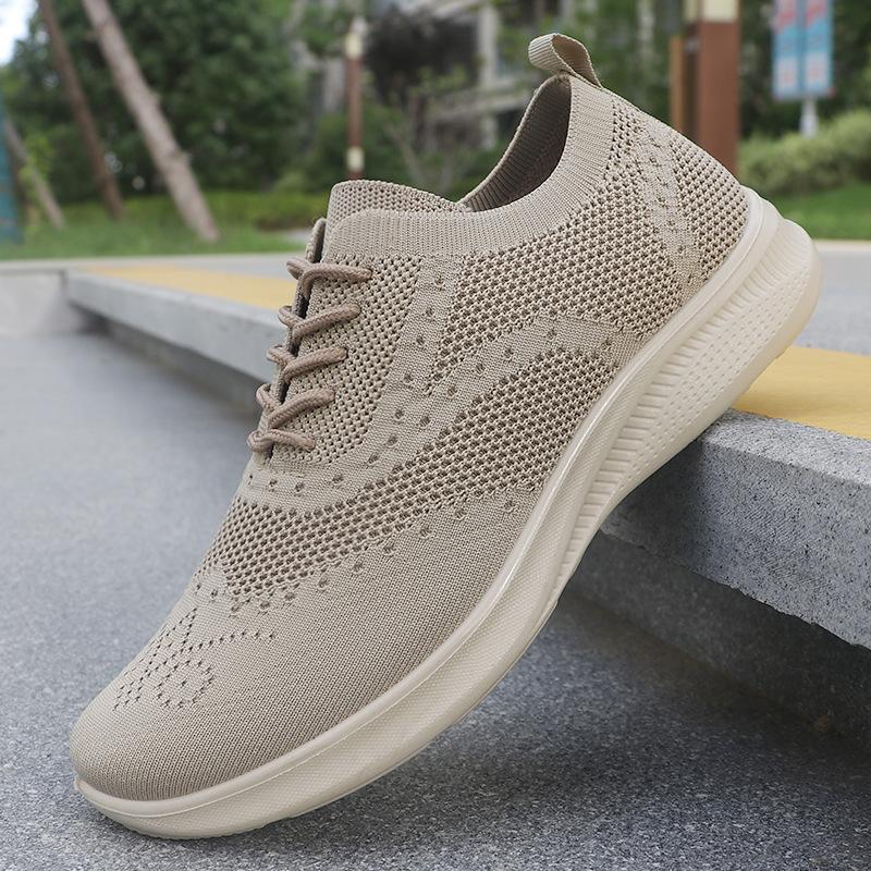 

Flying woven men s shoes spring men s casual shoes polyurethane breathable mesh sneakers men s 41