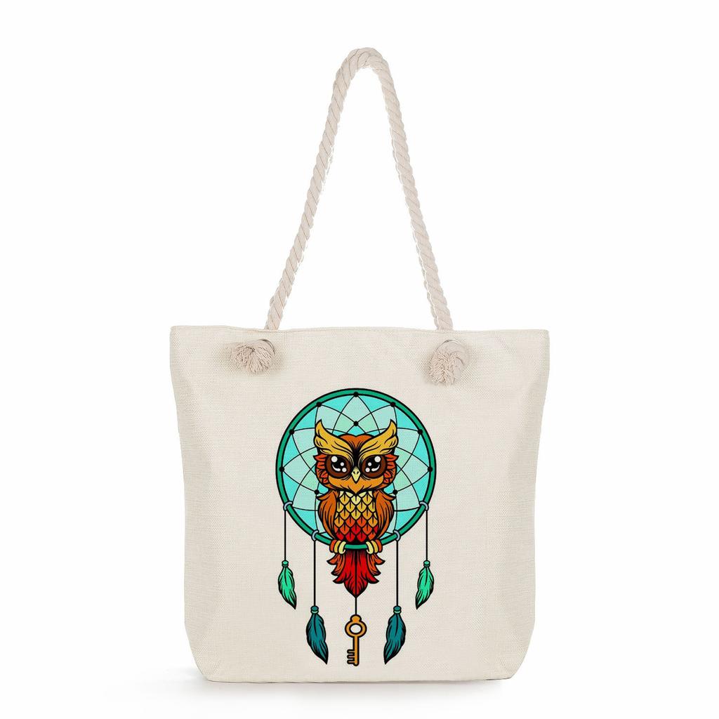 Dreamcatcher print thick rope single-shoulder beach bag 7309 KTB