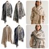 Cozy Versatile Imitation Cashmere Scarf Windproof Luxury Poncho Scarves Thick Elegant Female Shawl Winter Season