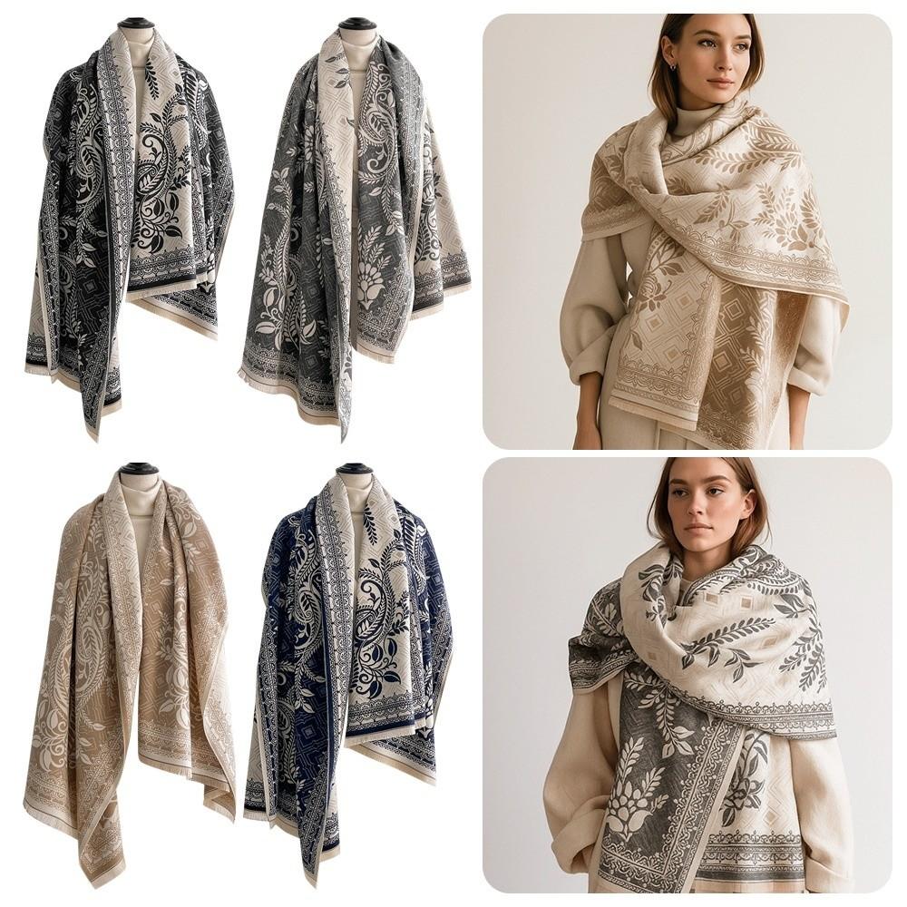 Cozy Versatile Imitation Cashmere Scarf Windproof Luxury Poncho Scarves Thick Elegant Female Shawl Winter Season