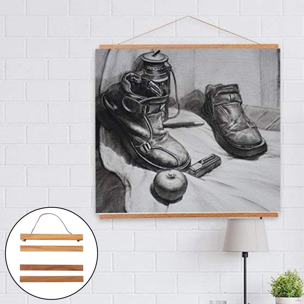 

Magnetic Poster Hanger Wooden Hangers Magnets Hanging Teak Wood for Wall Art,
