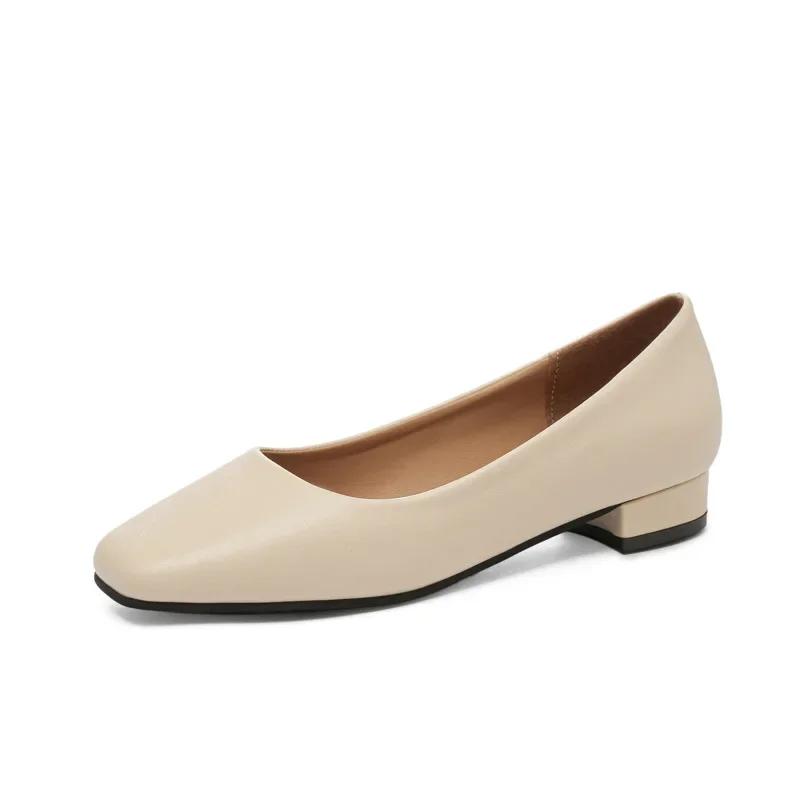 Fashion New Flat Women Shoes Loafers Simple Low Heels Office Work Casual Shoes Slip on Flat Footwear Ladies Square Toe Shoes